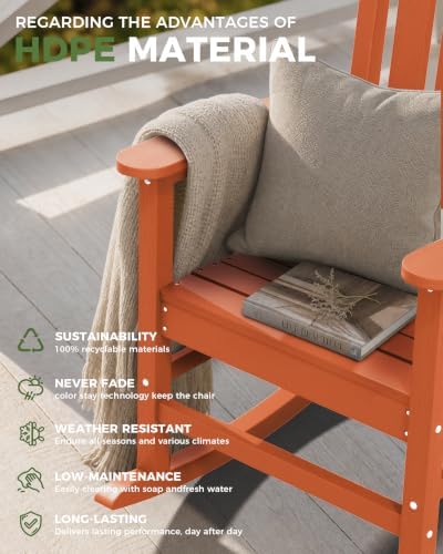 Outdoor Rocking Chairs Set of 4, Oversized Rocking Chair, All Weather - Image 6