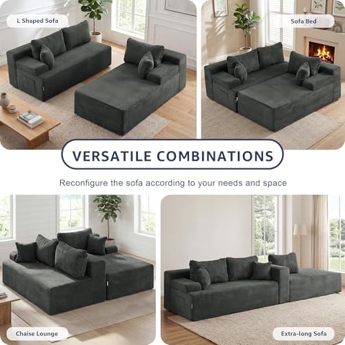 Hobestluk Boneless Couches Modular Sectional Sofa L-Shape Oversized Chaise - Image 6