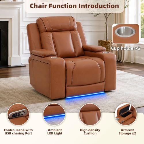 Power Recliner Sofa Set 3 Piece, Leather Reclining Couch - Image 6