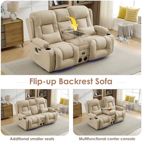 TUNYI Wall Hugger Loveseat Recliner Sofa - Image 6