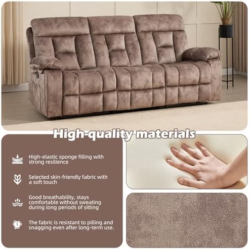 CANMOV 3 Seat Manual Recliner Sofa, Modern Reclining Sofa - Image 5