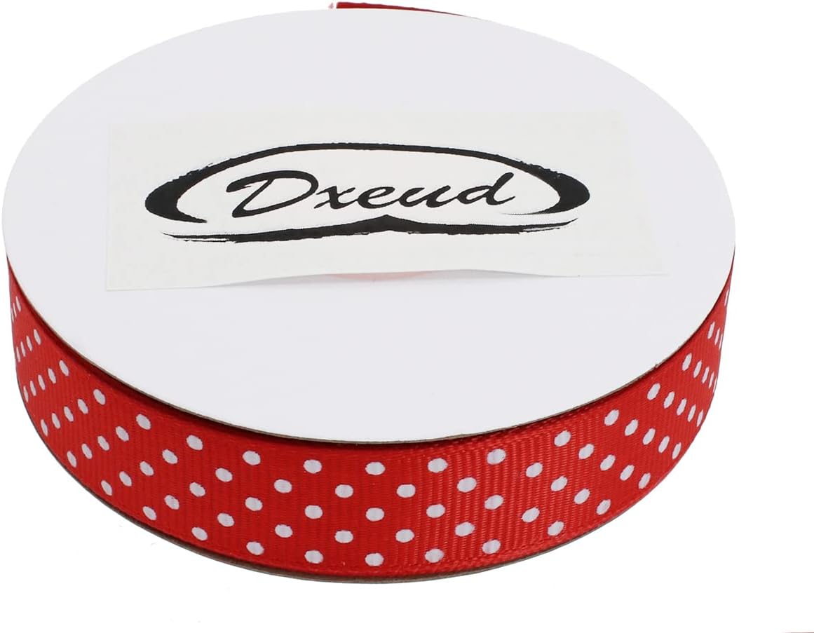Polka Dot Grosgrain Ribbon 25 Yard Each Roll 100% Polyester (3/4", Red)