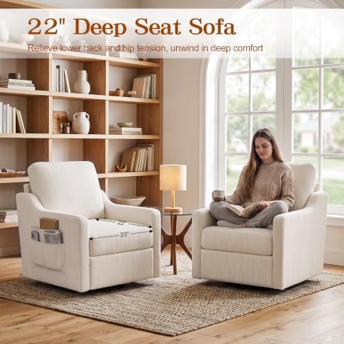 360° Swivel Accent Chair with High Back & Lumbar Support, Deep Seat - Image 4