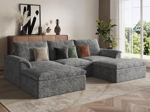 EASE MOOSE 115" U Shaped Sofa, Boneless Sectional Couches by EASEMOOSE