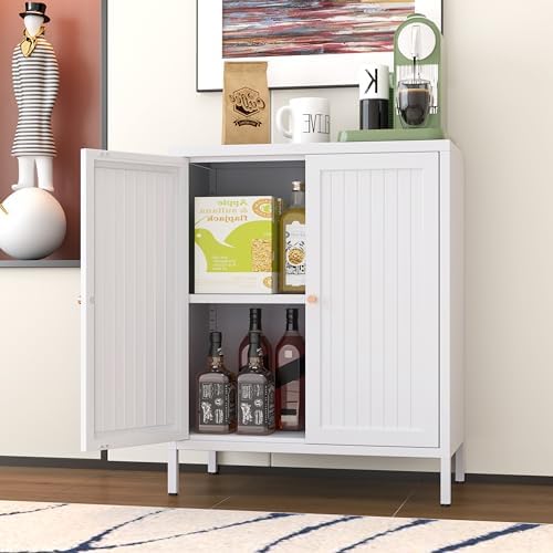 Small 2 Door Metal Storage Side Buffet Cabinet - Image 2