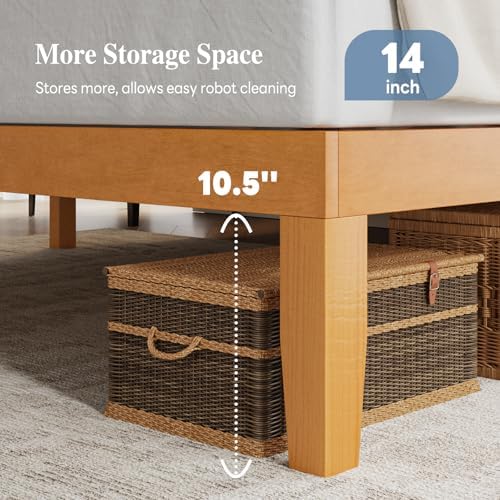 DUMOS 14 Inches Full Size Wood Platform Bed Frame, Solid Wooden Mattress - Image 6