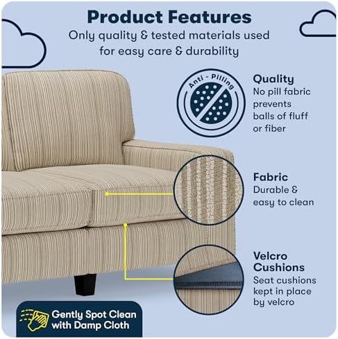 Serta Palisades 61" Track Arm Sofa, Easy Care Polyester, Soft Pillow Back - Image 3