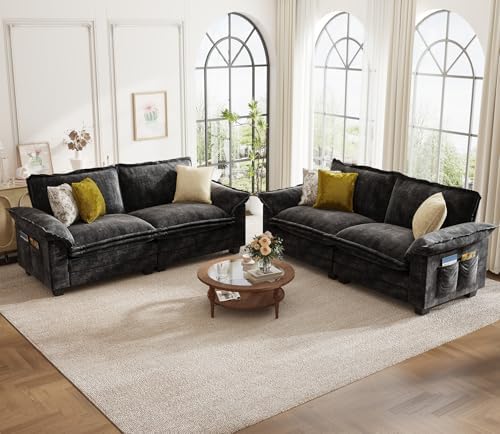 89 Inch Modular Sectional Couches, 4 Seater Sectional Cloud Sofa by KKLHome