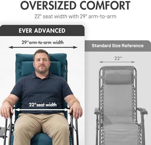 EVER ADVANCED Aluminum Zero Gravity Chair, 2.4" Padded, 350 lb Capacity - Image 5
