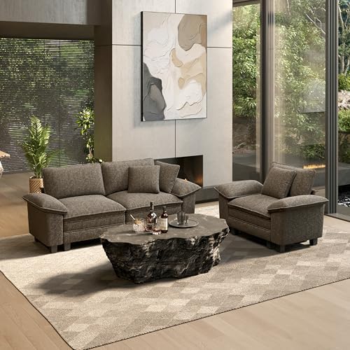 HERA'S HOUSE 2 Pieces Modular Loveseat Couch and Chair Set Setional Sofa by HERASHOUSE
