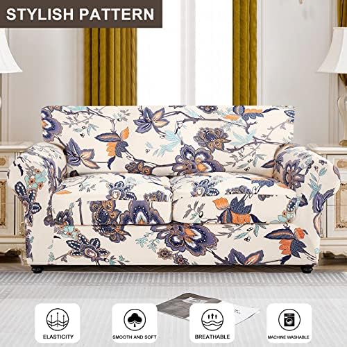 SearchI Stretch Sofa Cover Printed Couch Cover, Floral Pattern 3 Pieces - Image 2