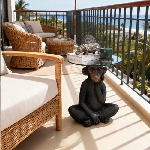 Animal Resin Side Table, Monkey Shaped Tempered Glass Coffee Table - Image 4