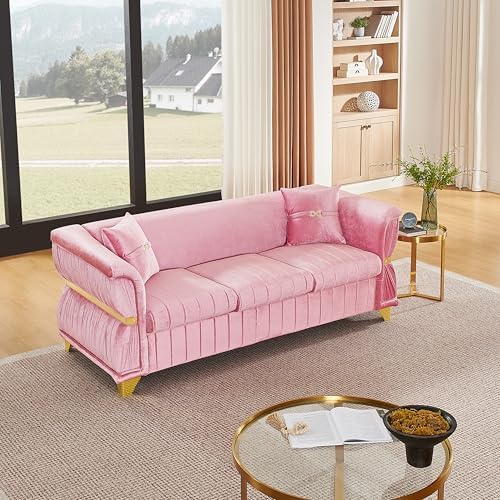 KEIKI 84" Luxury Oversized Velvet Chesterfield Sofa - Image 4