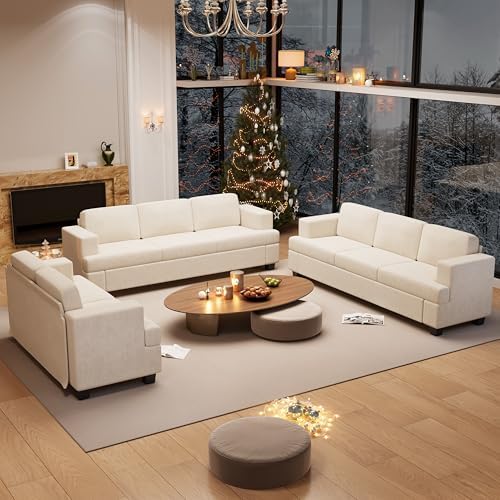 Fiona's magic 8 Seats Couch Set, 3 Piece Set Comfy Sofa, 3 Seater Couch*2 & by Fionasmagic