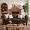 Garvee 81'' Brown Faux Leather Couch by Garvee