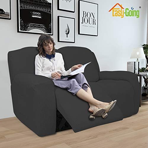 Easy-Going 6 Pieces RV Recliner Loveseat Sofa Slipcover Dark Gray - Image 2