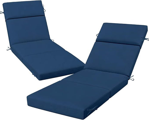 2 Pcs Outdoor Chaise Lounge Cushion 72" x 21" x 3", 4-Section Folding Patio by VOGVOG
