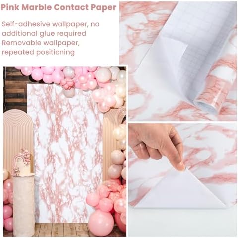 Marble Contact Paper Pink Peel and Stick Wallpaper - Image 4