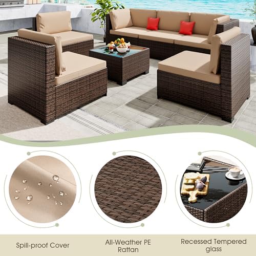 LHBcraft 7 Piece Outdoor Patio Furniture Set, Wicker Hand-Woven Patio Furniture - Image 2