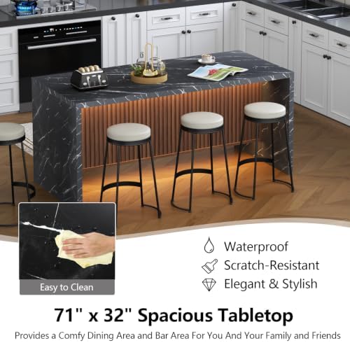 71" Large Imitation Marble Dining Table - Image 4
