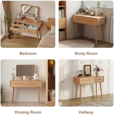 Solid Wood Small Makeup Vanity Desk Mirror - Image 3