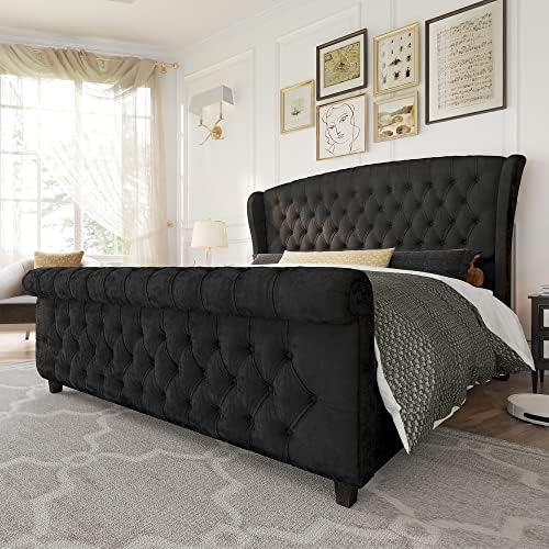 AMERLIFE King Size Upholstered Sleigh Platform Bed Frame by AMERLIFE