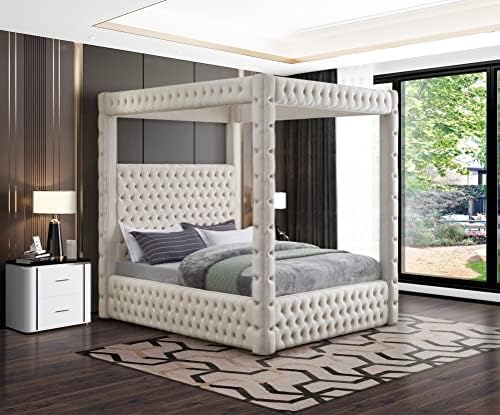 Meridian Furniture RoyalCream-Q Royal Collection Modern | Contemporary Velvet - Image 2