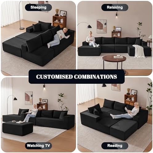 Mangodan 140” Cloud Sectional Couch, Boneless Sofa - Image 4