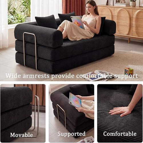 Futon Sofa Bed Modular Loveseat Sleeper Folding Pull Out Couch - Image 3
