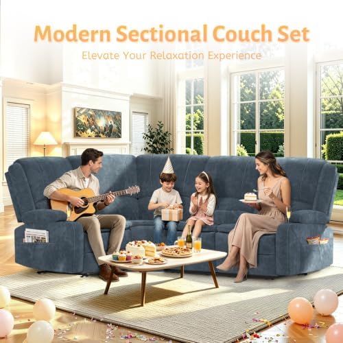 4 Seater Reclining Sofa Set, Modern Living Room Couch Set - Image 3