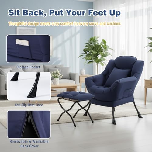 Lazy Chair with Ottoman, Comfy Reading Chair - Image 4