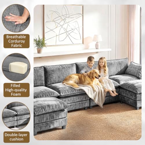 LEVELEVE 146" U-Shape Modular Sofa - Image 5
