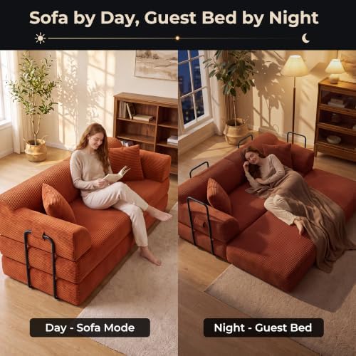 79'' Convertible Futon Sofa Bed, High‑Back Boneless Couches - Image 5