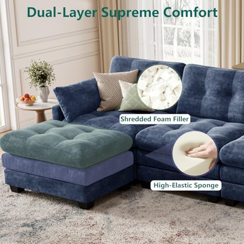 116.5" Modular Sectional Cloud Couch, U Shaped Tufted Sofa - Image 4