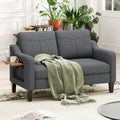 MALOL 51" Upholstered Loveseat Sofa Foldable Side Table, Dark Grey by MALOL