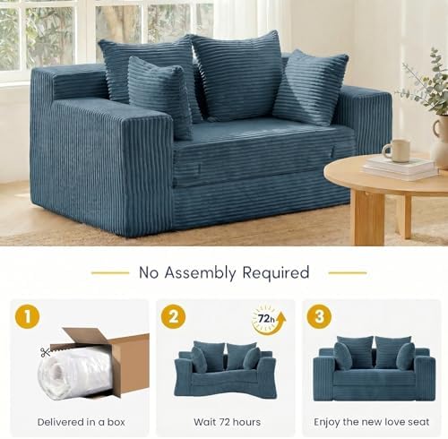 cidludto Convertible Sofa Bed, Boneless Couch 2 in 1 Loveseat Folding Couch Bed - Image 5