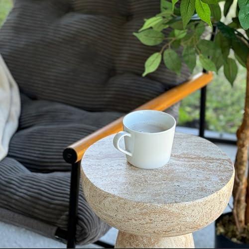 24" Side Table Outdoor, Large Modern Geometric End Table - Image 5