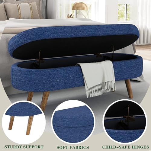 43.5" Ottoman with Storage, Storage Ottoman Bench with Safety Hinge, Bed End - Image 4