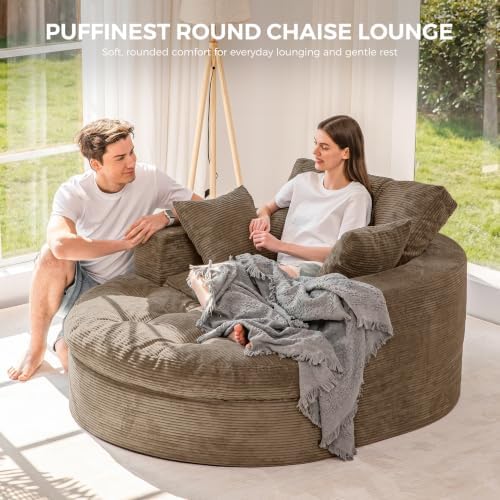 MAXYOYO Oversized Round Chaise Lounge Sofa, Boneless Chair - Image 3