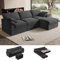 Boneless Couch with Storage, 48.6" Extra Deep-High Seat Modular Sectional Sofa by LOOFRA