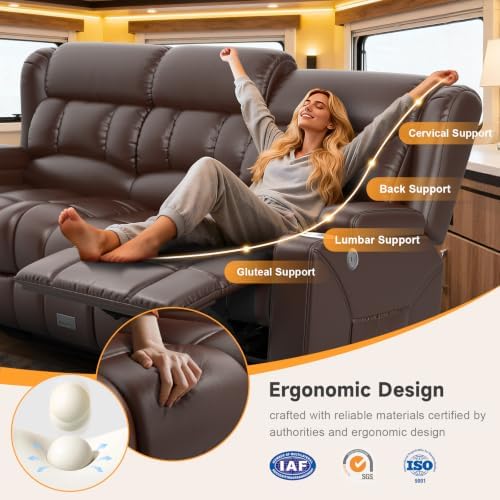 Loveseat Recliner Sofa with Flip Backrest Design, 3 Seat RV Recliner Sofa with - Image 5