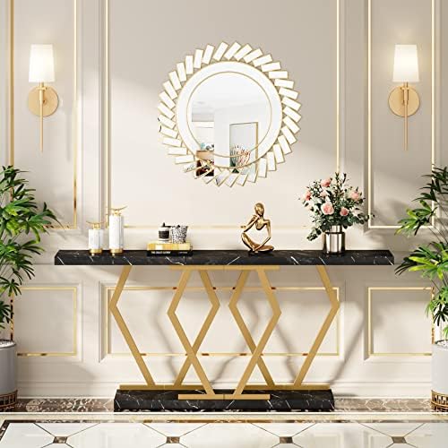 Tribesigns 70.9 Inch Extra Long Sofa Table，Black and Gold Console Table - Image 3