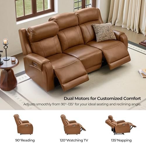 CHITA Genuine Leather Power Recliner Sofa, Loveseat - Image 4