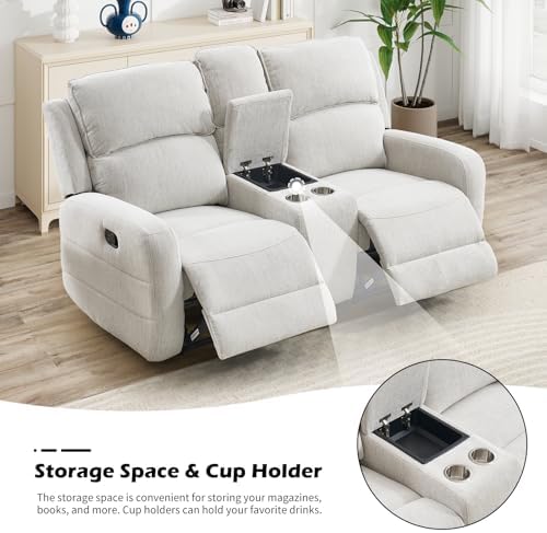 EBELLO Manual Living Room Furniture Reclining Couch Set, Soft Fabric Loveseat - Image 4