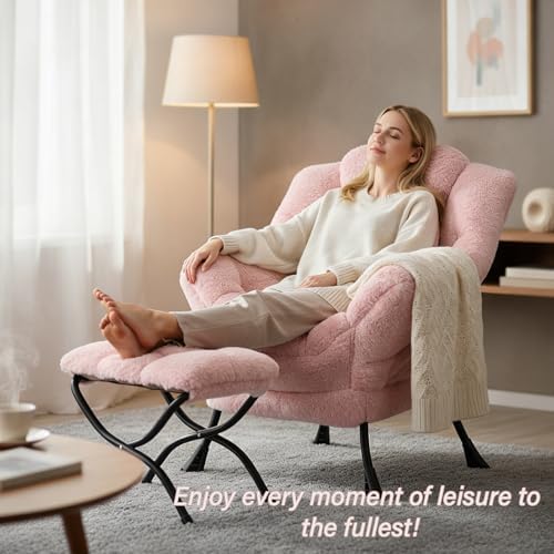 Lazy Chair with Ottoman, Comfy Accent Living Room Chair with Footrest Set - Image 3