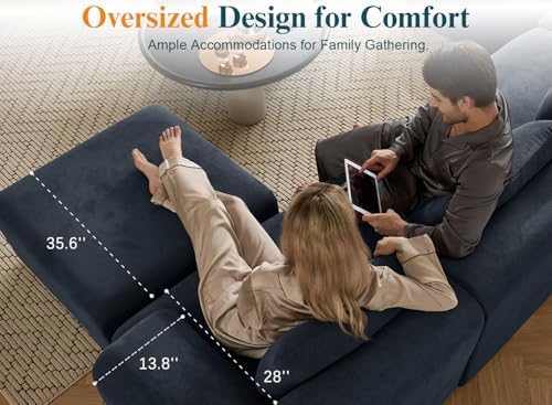 147" Boneless Couches for Living Room Oversized U-Shaped Blue-Grey - Image 5