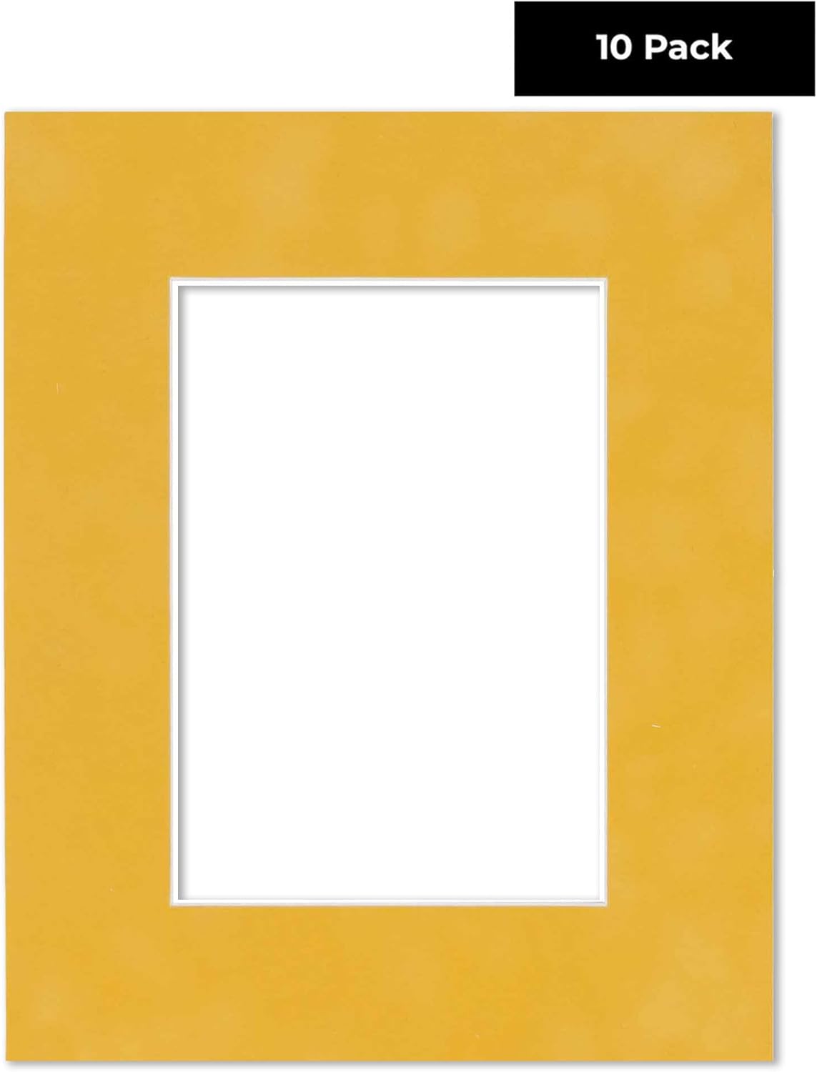 Pack of TEN 8x10 Mats Bevel Cut for 5.5x8.5 Photos - Acid Free Sunrise Yellow Suede Precut Matboards For Pictures, Photos, Framing - 4-ply Thickness