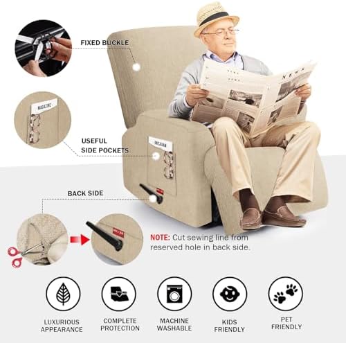 Oversized 3 Pieces Stretch Recliner Chair Covers - Image 2