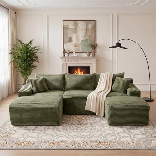 95-Inch U-Shaped Left Facing Corner Compressed Sofa Modular Sectional Boneless by ERYE