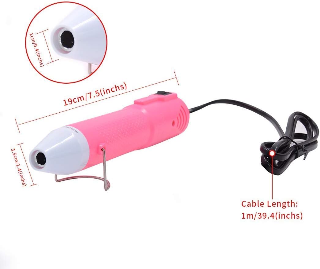 Heat Gun,mofa Embossing Mini Heat Gun,Hot Air Gun For Craft with Stand For DIY Embossing And Acrylic Paint Dryer,Multi-Purpose Electric Heating Nozzle 150W 110V (Pink,White)